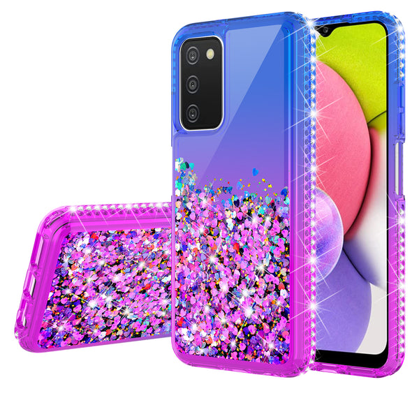 glitter phone case for samsung galaxy a03s - blue/purple gradient - www.coverlabusa.com