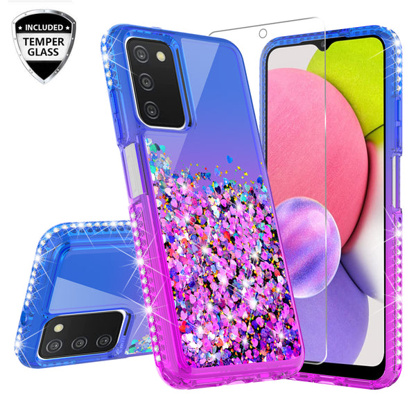 glitter phone case for samsung galaxy a03s - blue/purple gradient - www.coverlabusa.com