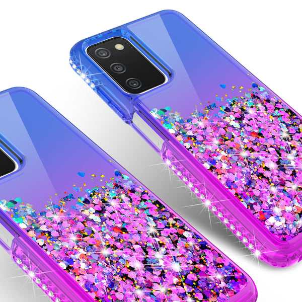 glitter phone case for samsung galaxy a03s - blue/purple gradient - www.coverlabusa.com