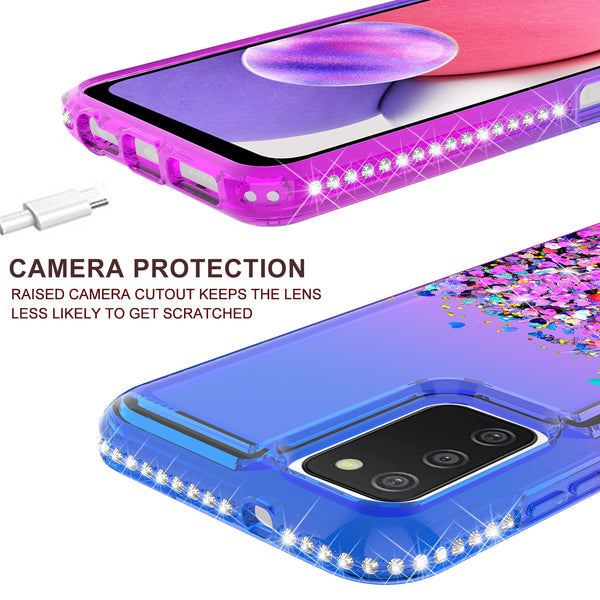 glitter phone case for samsung galaxy a03s - blue/purple gradient - www.coverlabusa.com