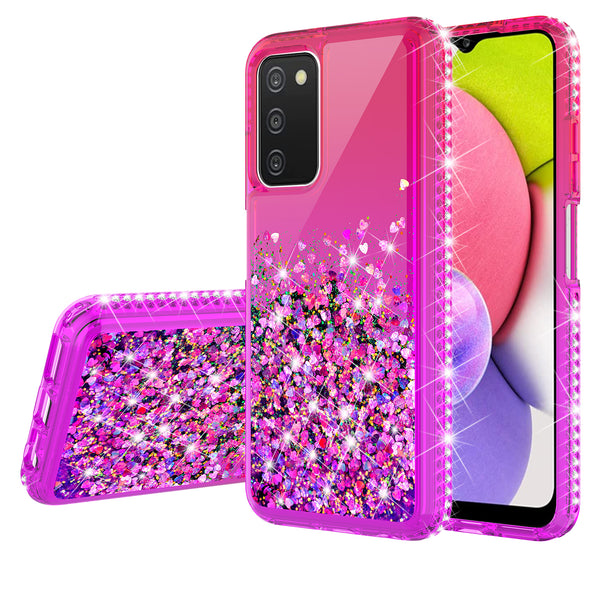 glitter phone case for samsung galaxy a03s - hot pink/purple gradient - www.coverlabusa.com