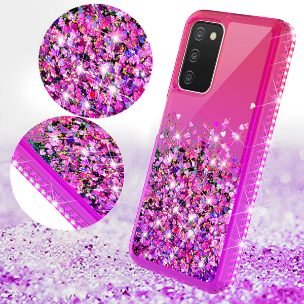 glitter phone case for samsung galaxy a03s - hot pink/purple gradient - www.coverlabusa.com