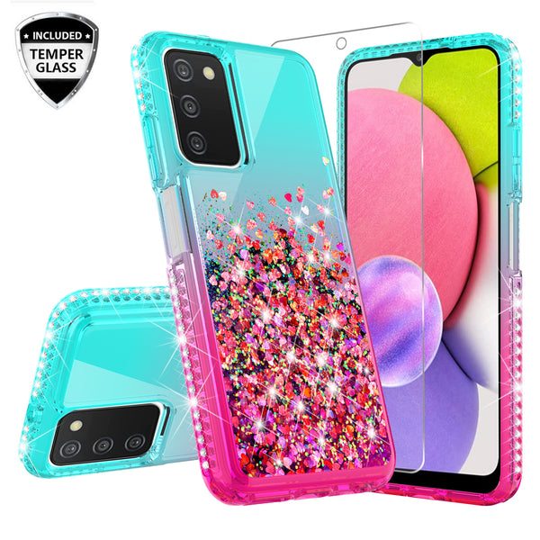 glitter phone case for samsung galaxy a03s - teal/pink gradient - www.coverlabusa.com