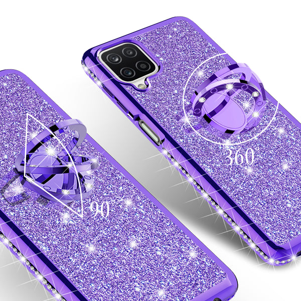 samsung galaxy a12 glitter bling fashion case - purple - www.coverlabusa.com