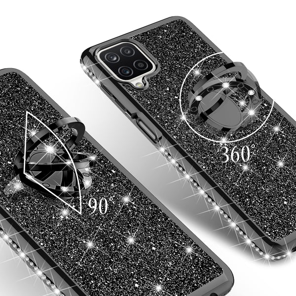 samsung galaxy a12 glitter bling fashion case - black - www.coverlabusa.com