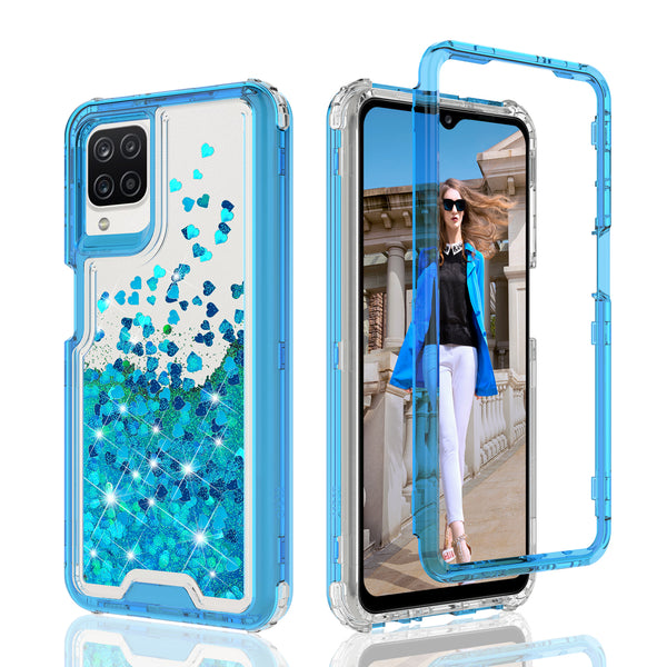 hard clear glitter phone case for samsung galaxy a12 - teal - www.coverlabusa.com