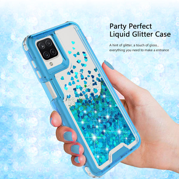 hard clear glitter phone case for samsung galaxy a12 - teal - www.coverlabusa.com