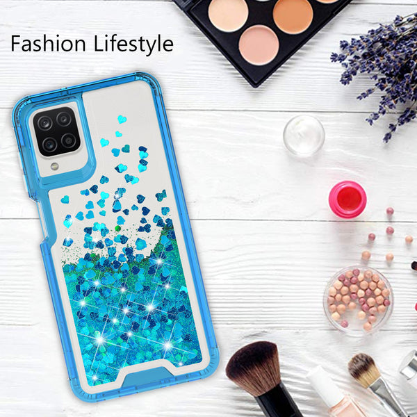 hard clear glitter phone case for samsung galaxy a12 - teal - www.coverlabusa.com