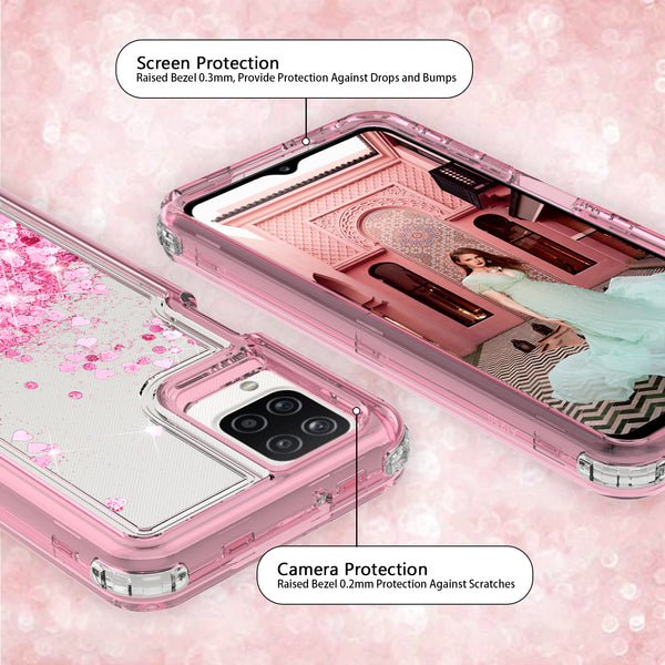 hard clear glitter phone case for samsung galaxy a12 - pink - www.coverlabusa.com