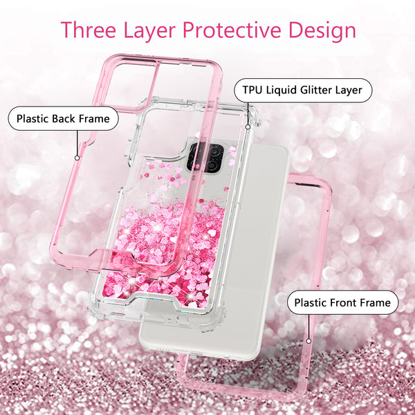 hard clear glitter phone case for samsung galaxy a12 - pink - www.coverlabusa.com