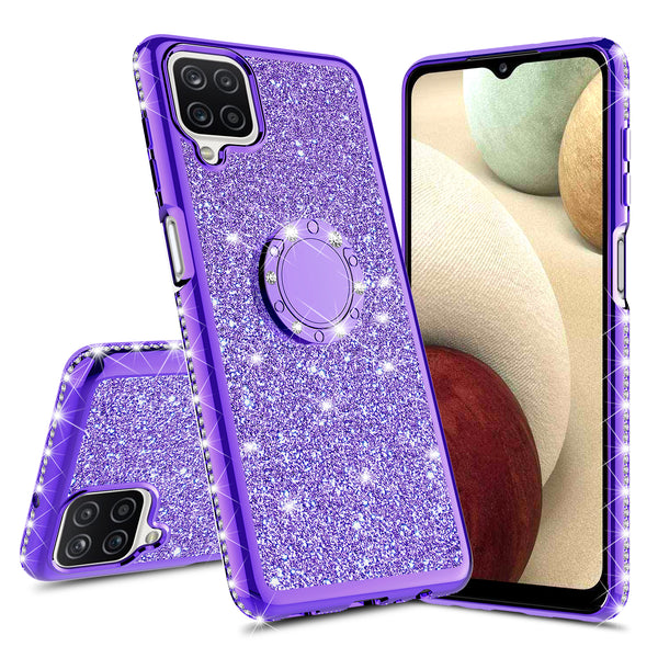 samsung galaxy a12 glitter bling fashion case - purple - www.coverlabusa.com