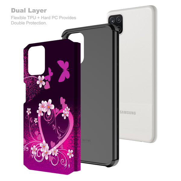 samsung galaxy a12 hybrid case - heart butterflies - www.coverlabusa.com