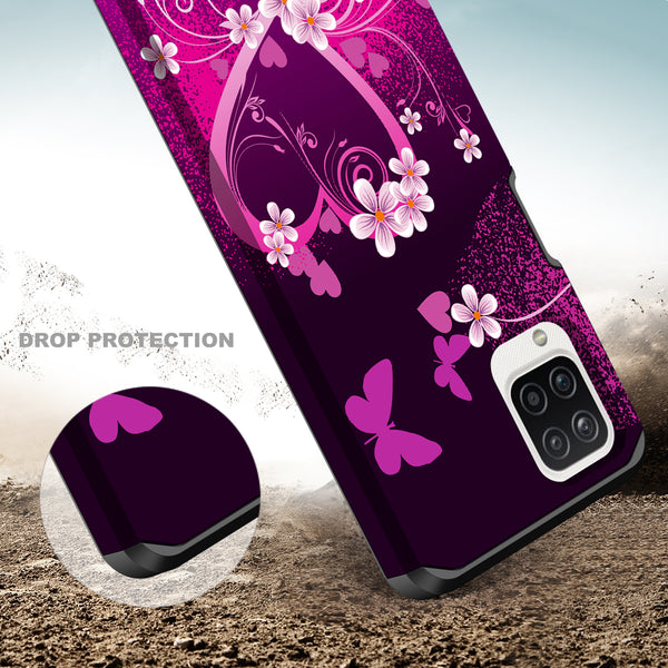 samsung galaxy a12 hybrid case - heart butterflies - www.coverlabusa.com