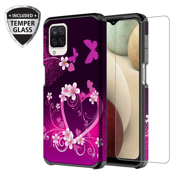 samsung galaxy a12 hybrid case - heart butterflies - www.coverlabusa.com