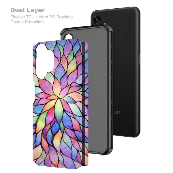 samsung galaxy a13 5g hybrid case - rainbow flower - www.coverlabusa.com