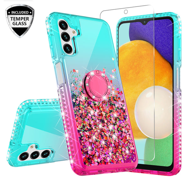 glitter phone case for samsung galaxy a13 5g - teal/pink gradient - www.coverlabusa.com