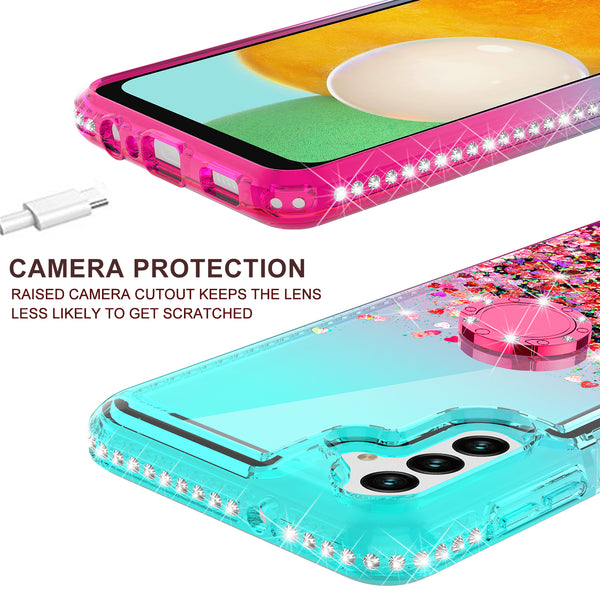 glitter phone case for samsung galaxy a13 5g - teal/pink gradient - www.coverlabusa.com