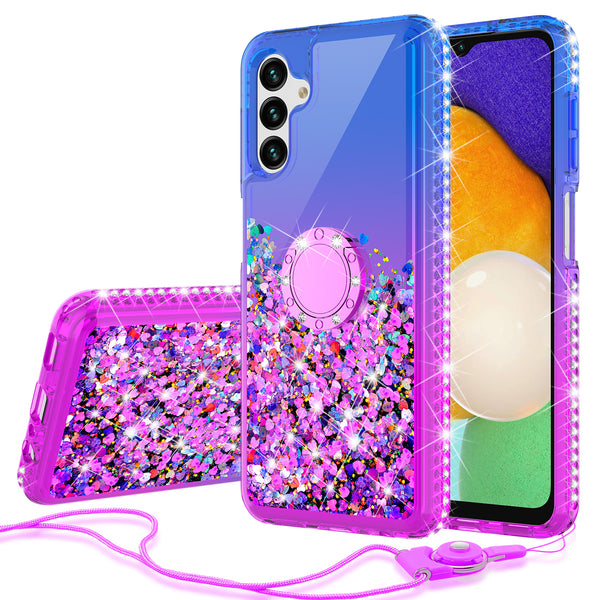 glitter phone case for samsung galaxy a13 5g - blue/purple gradient - www.coverlabusa.com