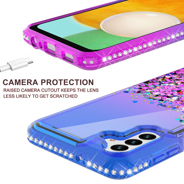 glitter phone case for samsung galaxy a13 5g - blue/purple gradient - www.coverlabusa.com