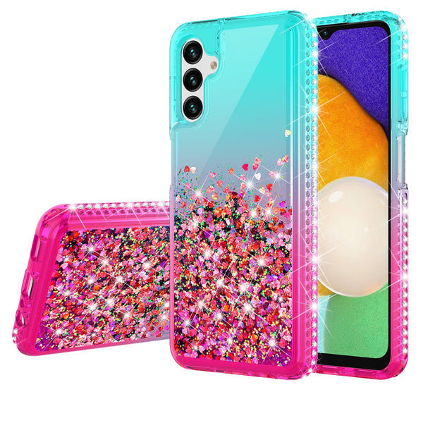 glitter phone case for samsung galaxy a13 5g - teal/pink gradient - www.coverlabusa.com