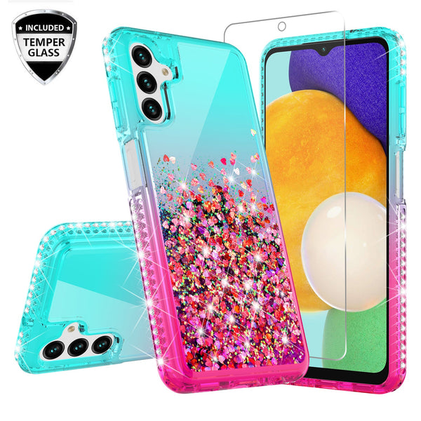 glitter phone case for samsung galaxy a13 5g - teal/pink gradient - www.coverlabusa.com