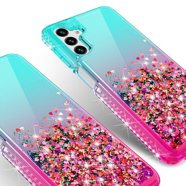 glitter phone case for samsung galaxy a13 5g - teal/pink gradient - www.coverlabusa.com