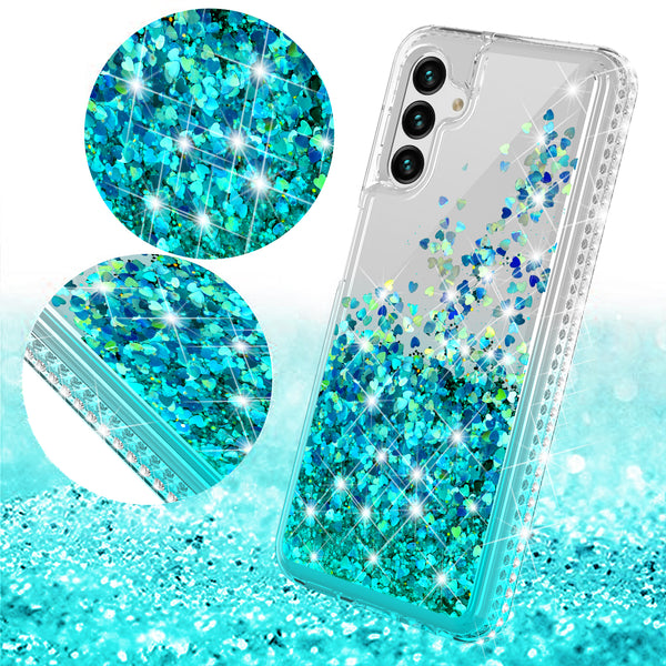 clear liquid phone case for samsung galaxy 13 5g - teal - www.coverlabusa.com