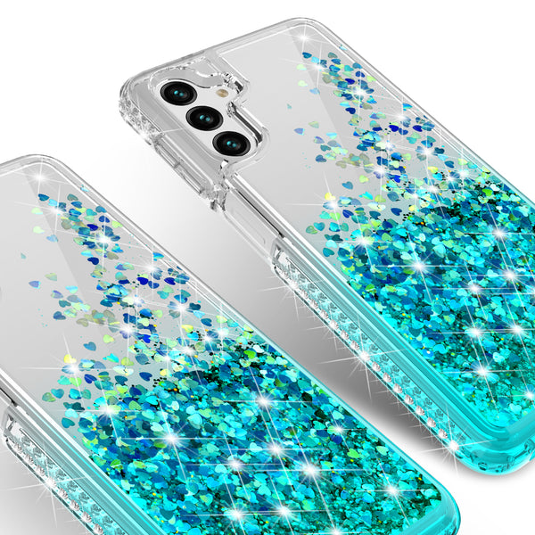 clear liquid phone case for samsung galaxy 13 5g - teal - www.coverlabusa.com