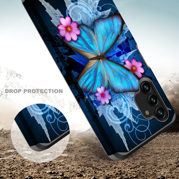 samsung galaxy a13 5g hybrid case - blue butterfly - www.coverlabusa.com