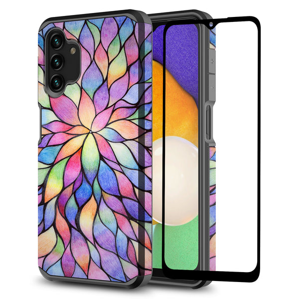 samsung galaxy a13 5g hybrid case - rainbow flower - www.coverlabusa.com