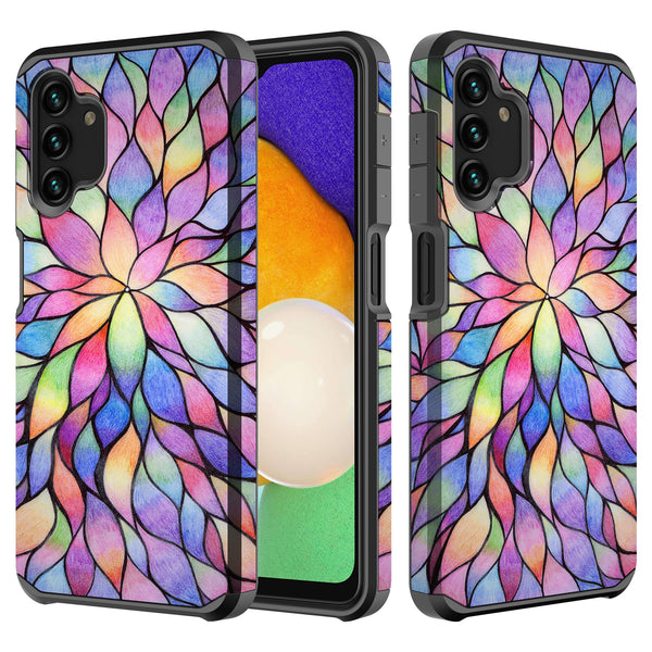 samsung galaxy a13 5g hybrid case - rainbow flower - www.coverlabusa.com