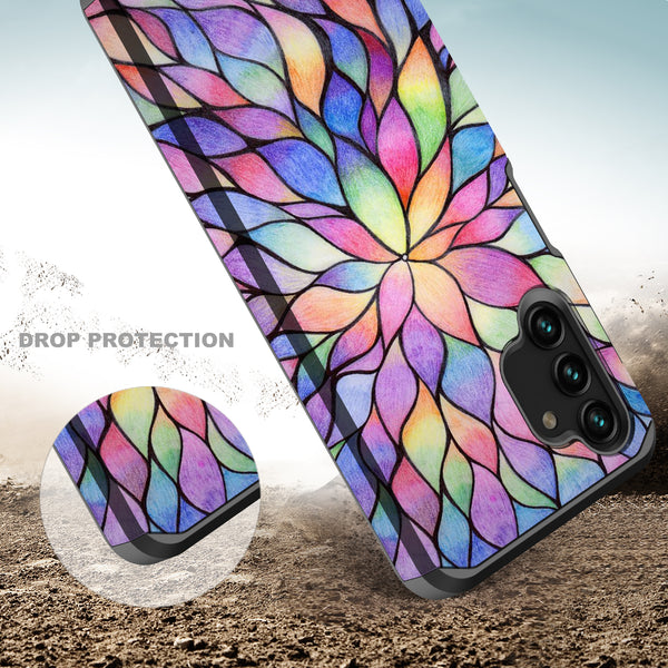 samsung galaxy a13 5g hybrid case - rainbow flower - www.coverlabusa.com