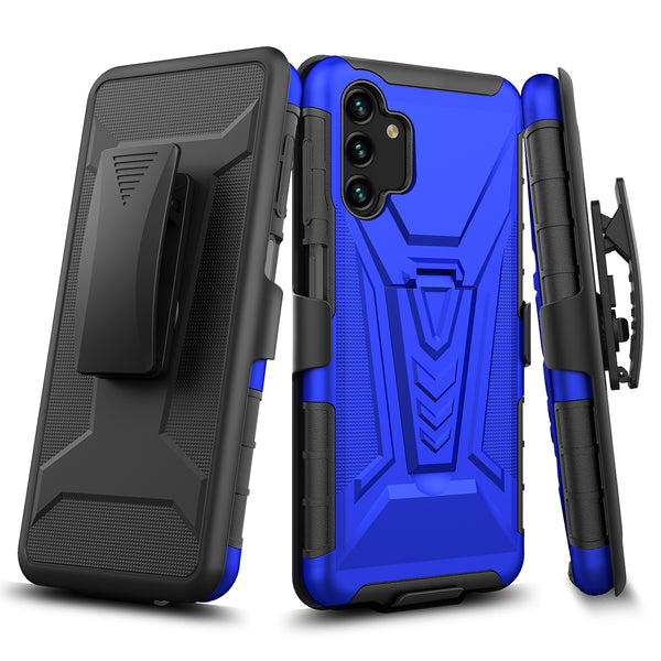 holster kickstand hyhrid phone case for samsung galaxy a13 5g - blue - www.coverlabusa.com