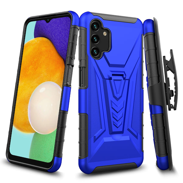 holster kickstand hyhrid phone case for samsung galaxy a13 5g - blue - www.coverlabusa.com