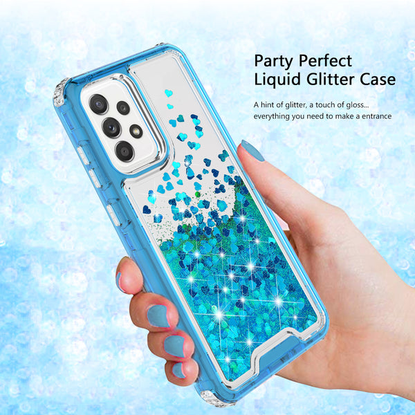 hard clear glitter phone case for samsung galaxy a52 5g - teal - www.coverlabusa.com