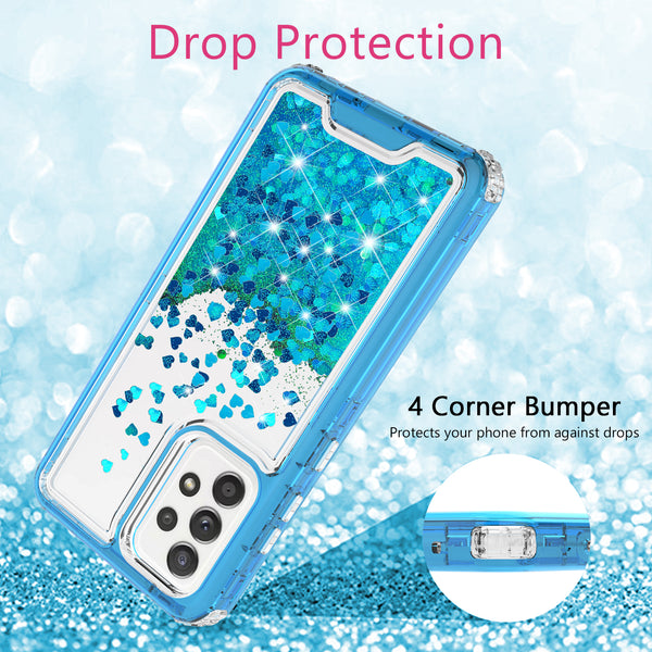 hard clear glitter phone case for samsung galaxy a52 5g - teal - www.coverlabusa.com