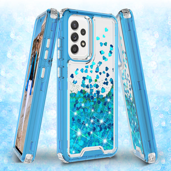 hard clear glitter phone case for samsung galaxy a52 5g - teal - www.coverlabusa.com