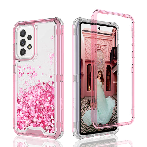 hard clear glitter phone case for samsung galaxy a72 5g - pink - www.coverlabusa.com