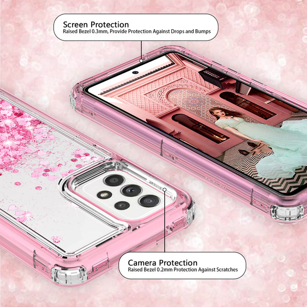 hard clear glitter phone case for samsung galaxy a52 5g - pink - www.coverlabusa.com