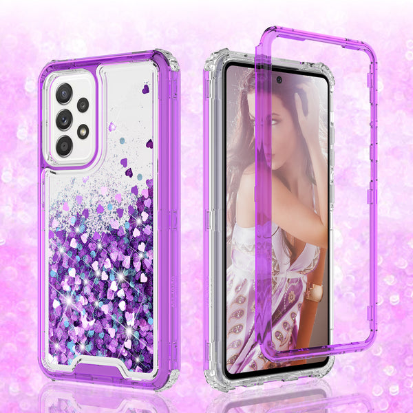 hard clear glitter phone case for samsung galaxy a72 5g - purple - www.coverlabusa.com