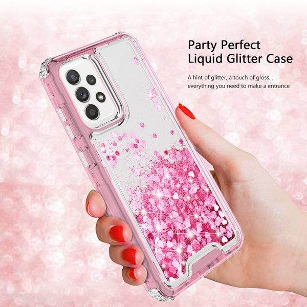 hard clear glitter phone case for samsung galaxy a72 5g - pink - www.coverlabusa.com