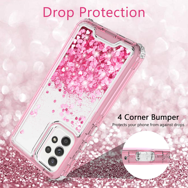 hard clear glitter phone case for samsung galaxy a72 5g - pink - www.coverlabusa.com