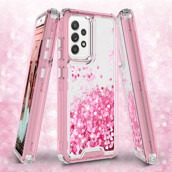 hard clear glitter phone case for samsung galaxy a72 5g - pink - www.coverlabusa.com