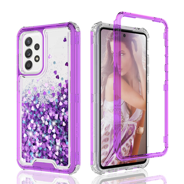 hard clear glitter phone case for samsung galaxy a72 5g - purple - www.coverlabusa.com