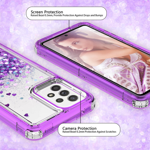 hard clear glitter phone case for samsung galaxy a72 5g - purple - www.coverlabusa.com