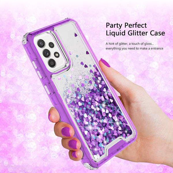 hard clear glitter phone case for samsung galaxy a52 5g - purple - www.coverlabusa.com