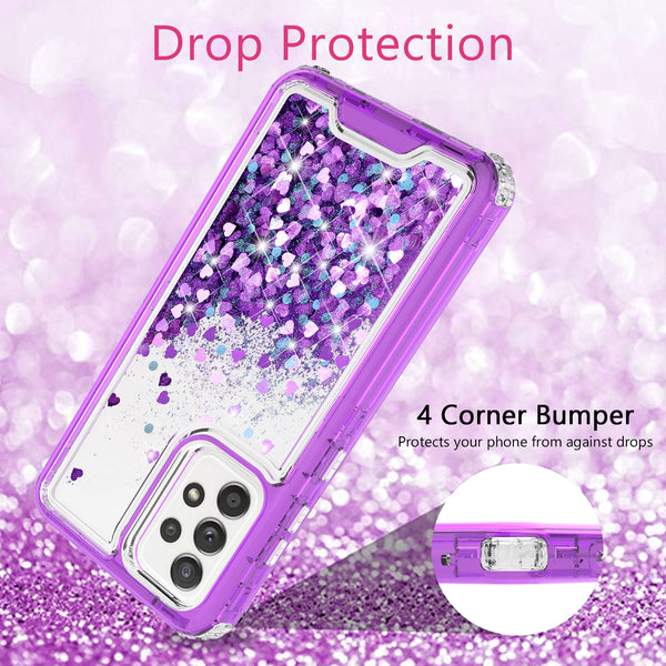 hard clear glitter phone case for samsung galaxy a72 5g - purple - www.coverlabusa.com