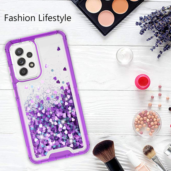 hard clear glitter phone case for samsung galaxy a72 5g - purple - www.coverlabusa.com