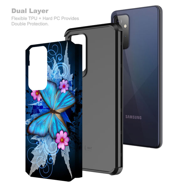 samsung galaxy a02s hybrid case - blue butterfly - www.coverlabusa.com