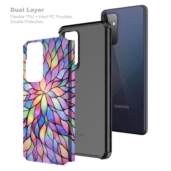 samsung galaxy a52 5g hybrid case - rainbow flower - www.coverlabusa.com